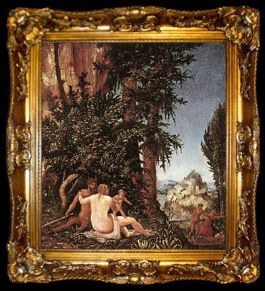 framed  ALTDORFER, Albrecht Landscape with Satyr Family, ta009-2